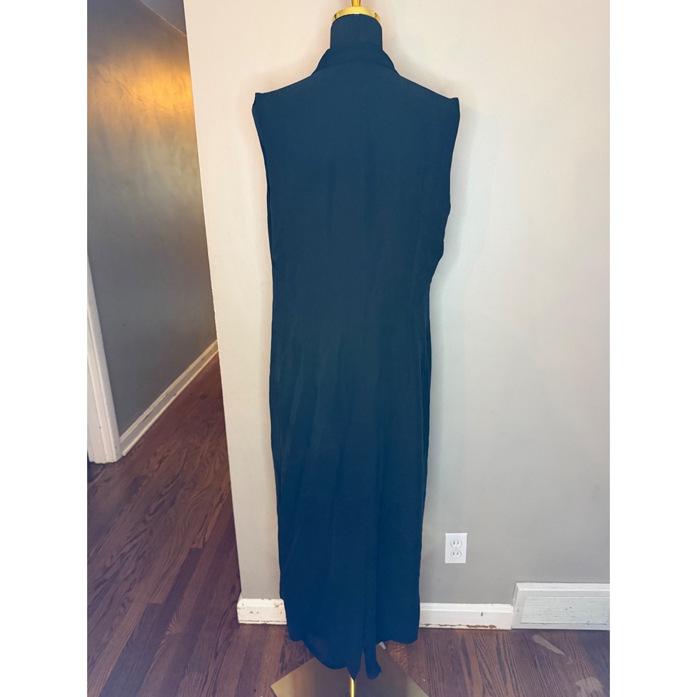 Banana Republic Black 100% Silk Sleeveless Hidden Button Maxi Dress 14 - Picture 3 of 5
